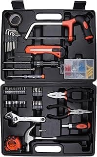 BLACK+DECKER BMT108C Hand Tool Kit for Home & DIY Use (108-Piece) - Includes Screwdriver, Wrench, Ratchet, Utility Knife, Saw, Claw Hammer, Measuring Tape and Plier, ORANGE & BLACK