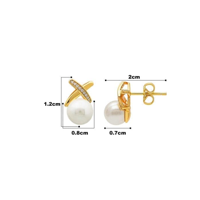 18k Gold Plated Silver Enchanted Pearl Earrings view 4