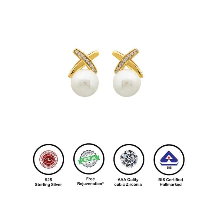 18k Gold Plated Silver Enchanted Pearl Earrings view 7