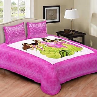 Pink Double Bed-Sheet with Two Pillows