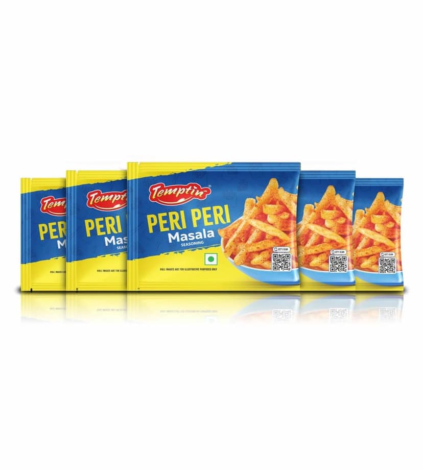 Temptin Peri Peri Masala Seasoning Spice | 7g X 40 Pack | 280g | for Pizzas, Pastas, Fries, Pakodas, Salads | And Many More view 6