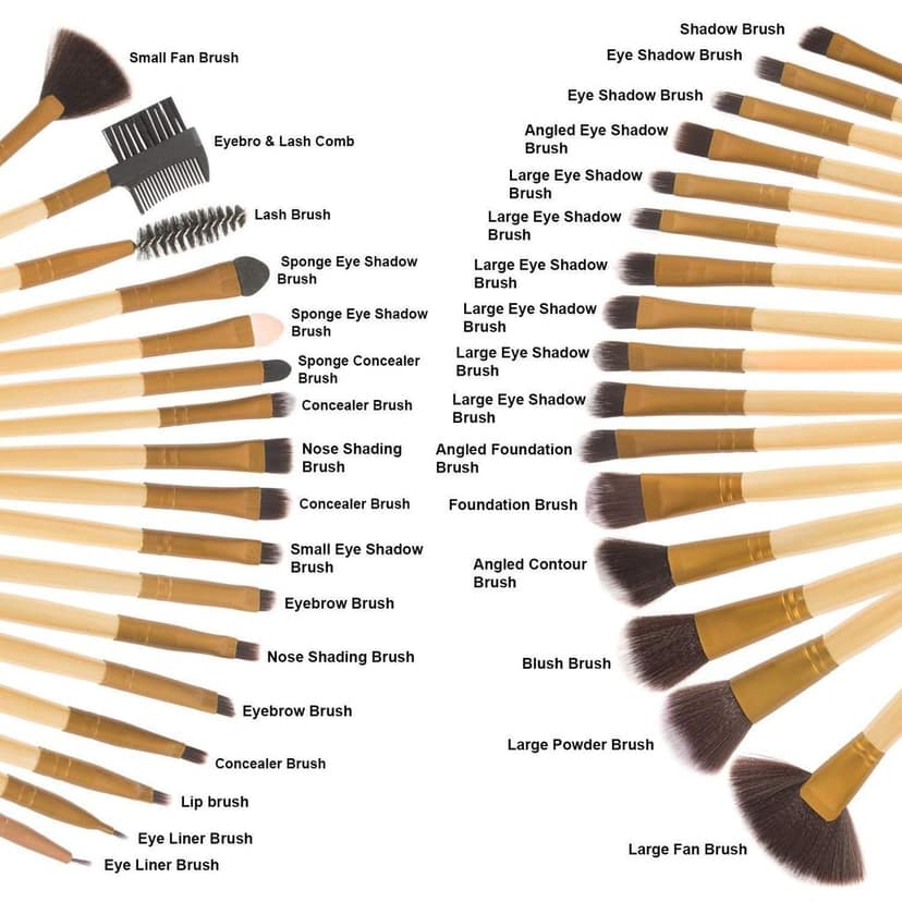 32 Pcs Makeup Brushes Set Foundation Powder Blush Eyeshadow Blending Cosmetic Make Up Brush Kit With Gold Case view 4