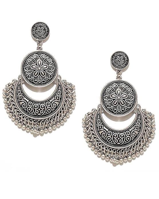 Fashion Jewellery for women Afghani Tribal Oxidised Dangler Earrings for Girls and Women view 2
