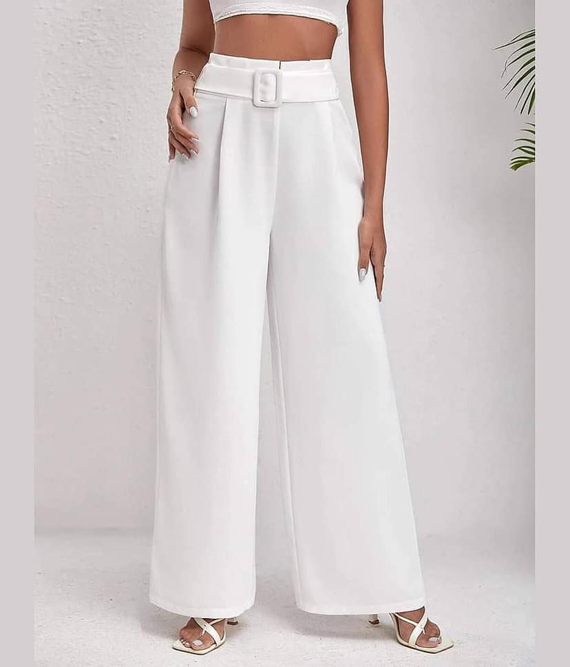 kotty Women Rayon Blend Korean Trousers ( White )