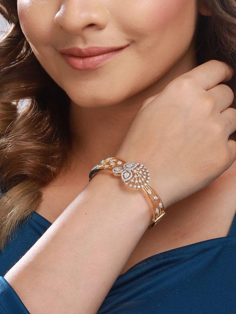 Gold Plated White Zircon Designer Bracelet view 2