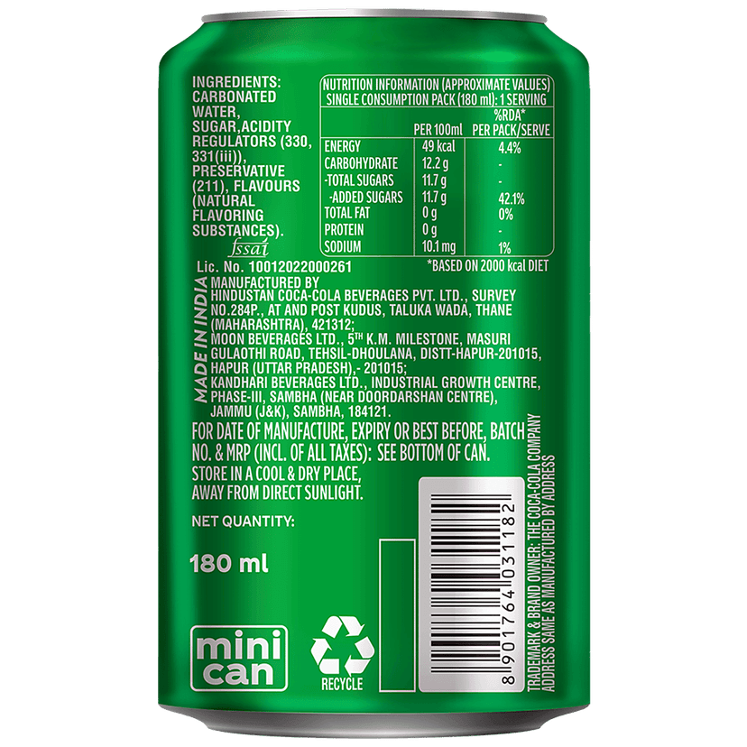 Sprite Sprite - Soft Drink, Refreshing, 180 Ml Can view 2