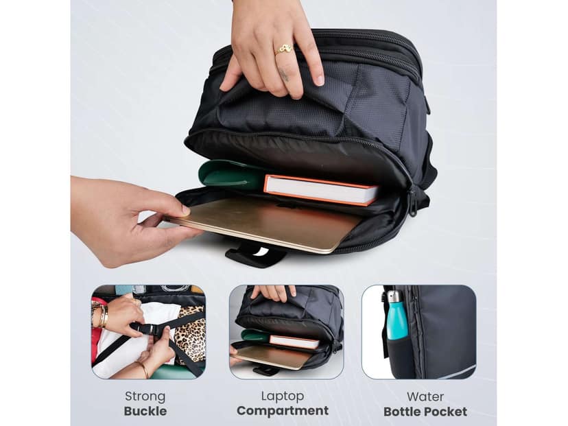 Portronics Elements U 2-in-1 Laptop Backpack & Luggage Bag with Spacious Compartments, for Laptops up to 15.6 Inches, Water-Resistant Fabric, Convertible Design, Secure Buckle, Unisex view 2