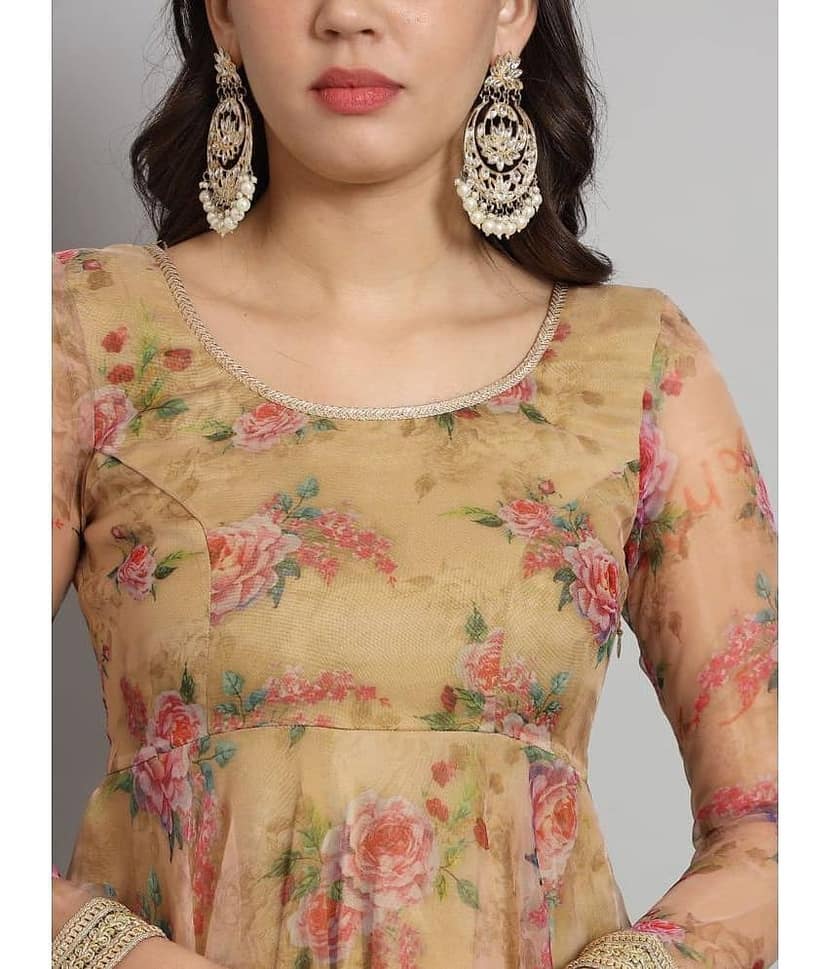 Fab Fashion Multicolor Anarkali Organza Women's Stitched Ethnic Gown ( Pack of 1 ) view 2
