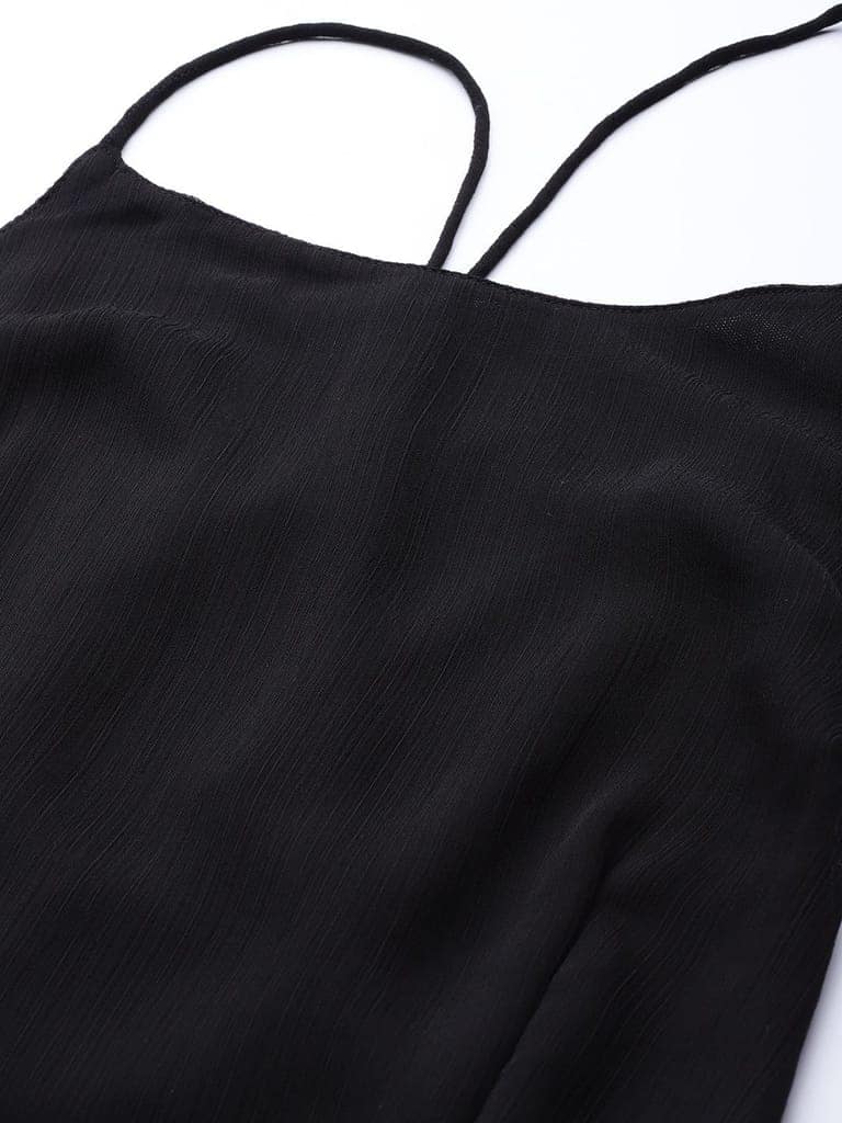 Black Halter Neck Semi Sheer Maxi Dress view 2
