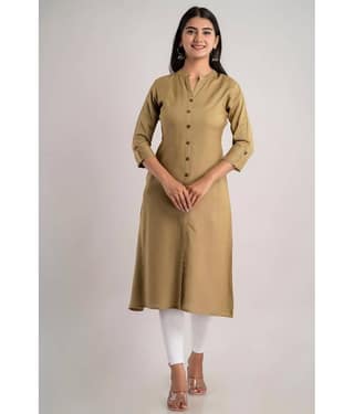 MAUKA - Khaki Rayon Women's A-line Kurti ( Pack of 1 )