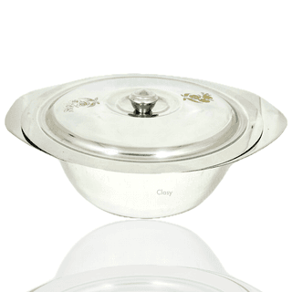 Stainless Steel Serving Bowl/Donga Laser Flower Printed Medium Size
