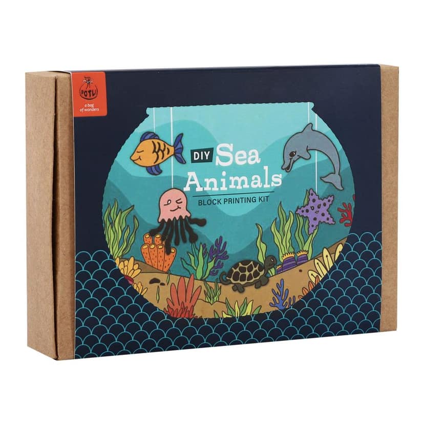 DIY Wooden Block Printing Craft kit Sea Animal view 2