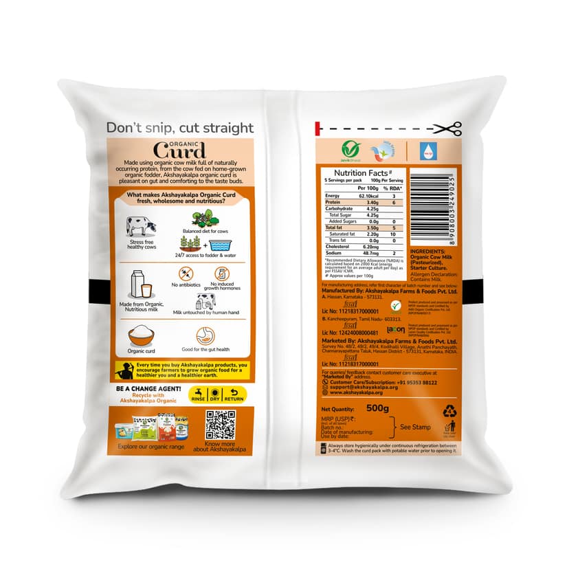 Akshayakalpa Amrutha A2 Organic Curd Pouch view 2
