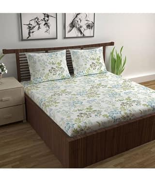 DIVINE CASA Cotton Double Bedsheet ( White )