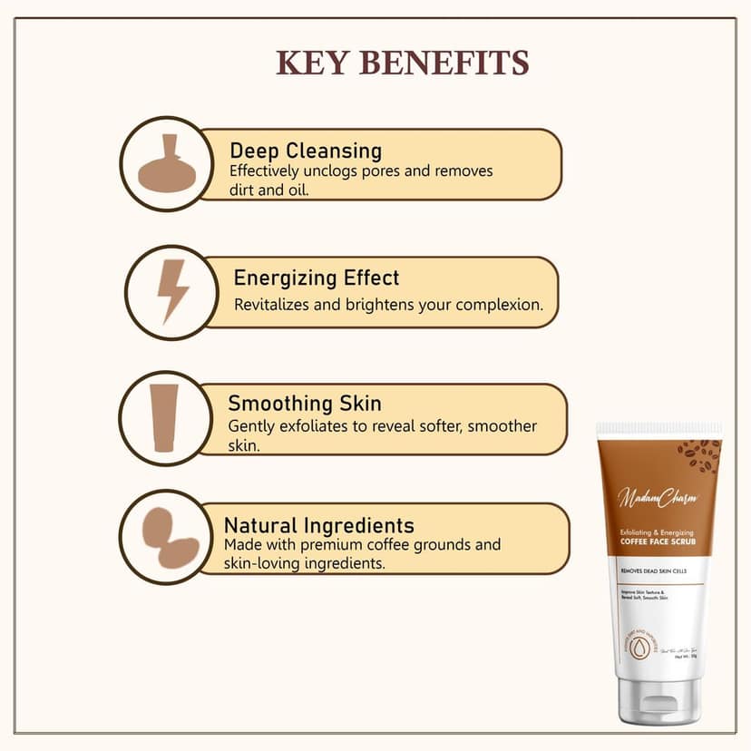 MadamCharm Coffee Face Scrub | Gently Exfoliates Skin for Dead skin Removal | Remove Blackheads | 50g view 3