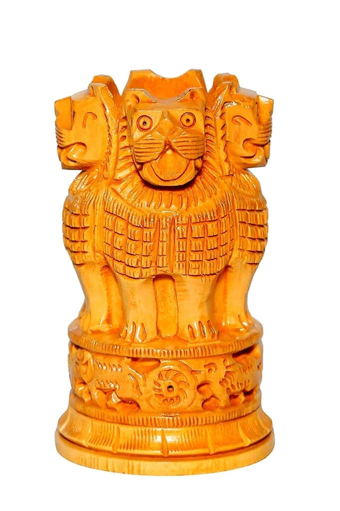Wooden Ashoka Pillar Pen Stand Handicraft view 2