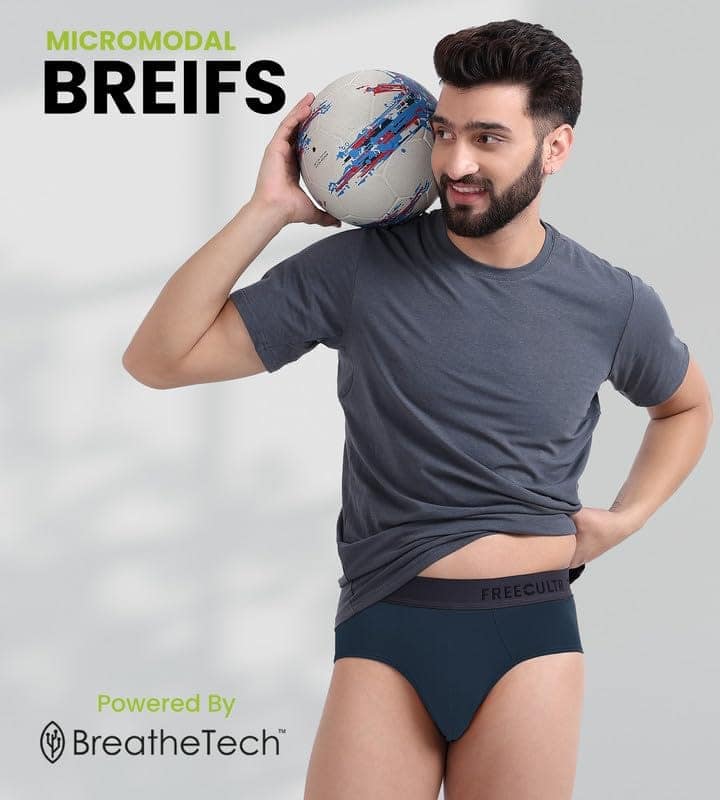 FREECULTR Men's Underwear Anti Bacterial Micromodal Airsoft Brief - Non Itch No Chaffing Sweat Proof Pack of 1-Prussian Blue view 4