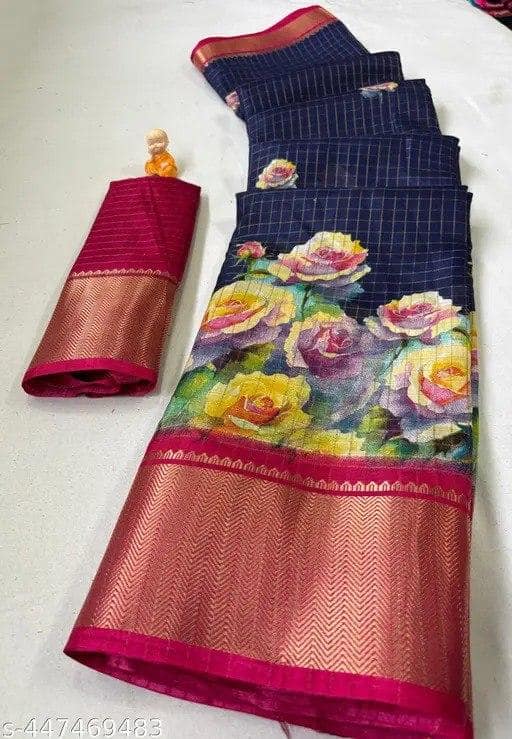 Floral Printed Dola Silk Saree