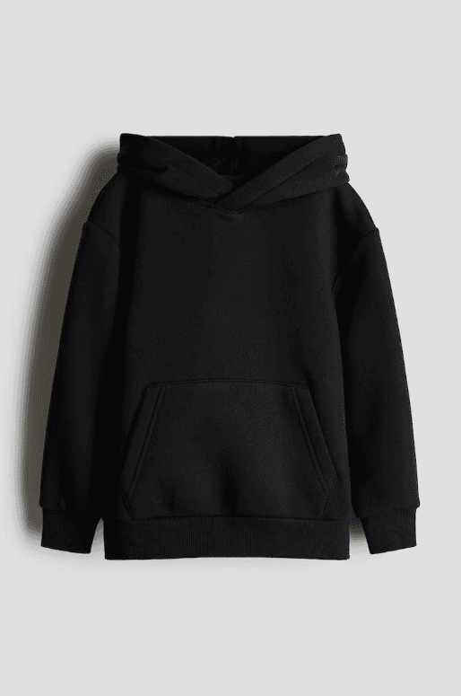 Black Solid Hoodie view 2