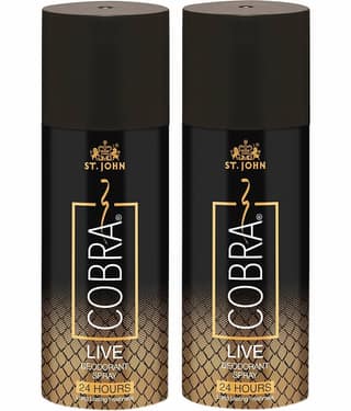 ST.JOHN Cobra Long-Lasting Deodorant Spray Live For Men & Women 150ml Each (- Pack of 2)