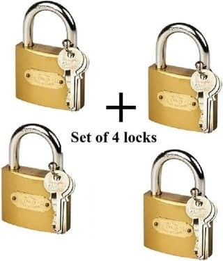 Unikkus set of 4 locks and keys for home room door and multi-purpose, locks size 50 MM , A good quality padlocks for home