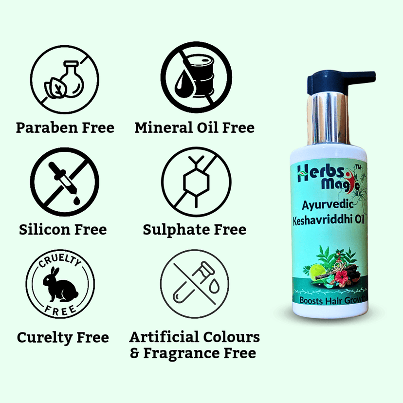 Herbs Magic Ayurvedic Keshavriddhi Hair Oil, 100ml & Hair Mask, 70gm duo For Men & Women, Helps In Hair Growth & Thickness, For All Hair Types, No Paraffin, Mineral Oil, Preservatives & Chemicals, 150ml view 4