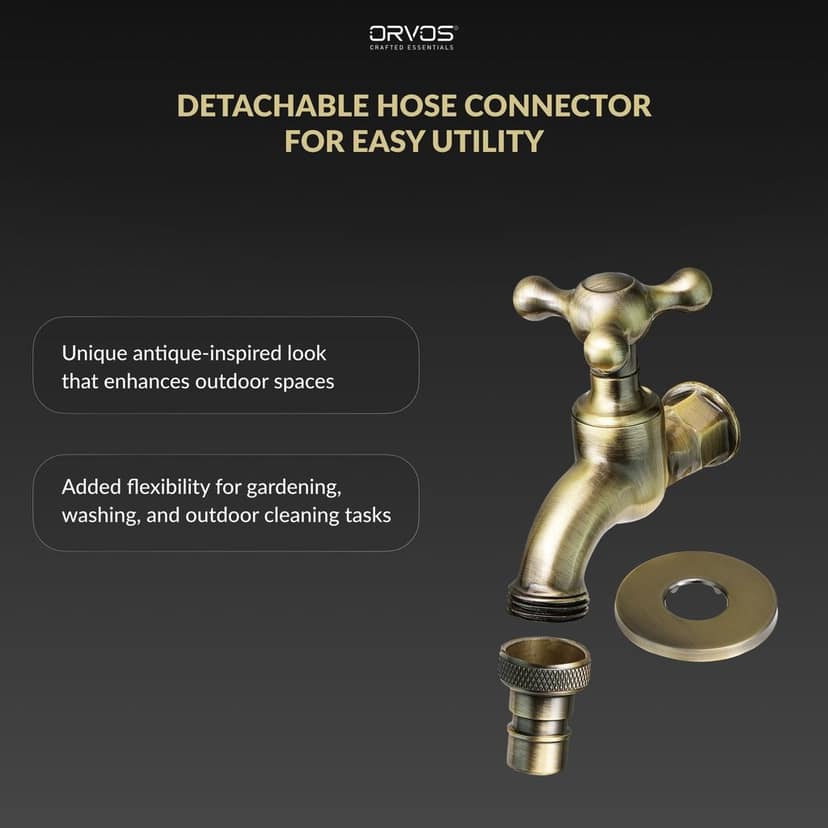 Orvos Water Tap, Monarch, Full Brass Faucet, Antique Copper Color, for Gardens, Watering Plants, and Outdoor Washing Machines view 2