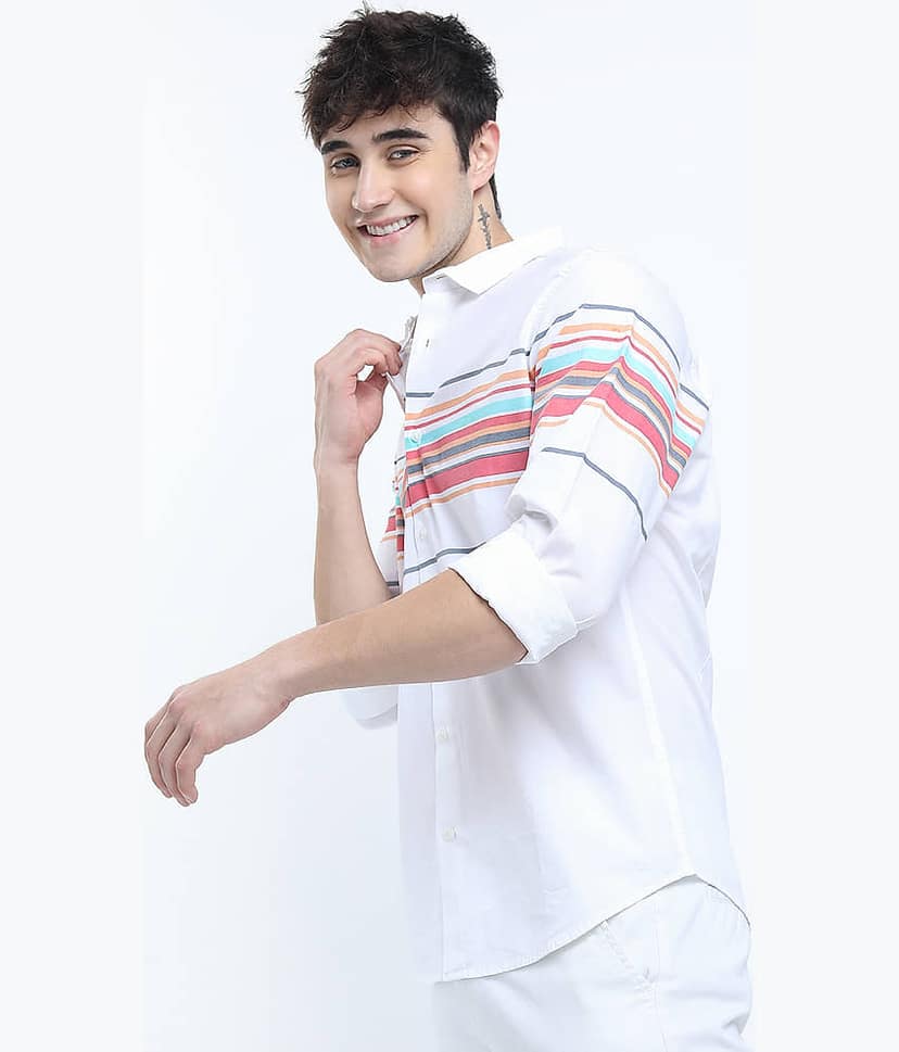 Highlander 100% Cotton Slim Fit Solids Full Sleeves Men's Casual Shirt - White ( Pack of 1 ) view 2