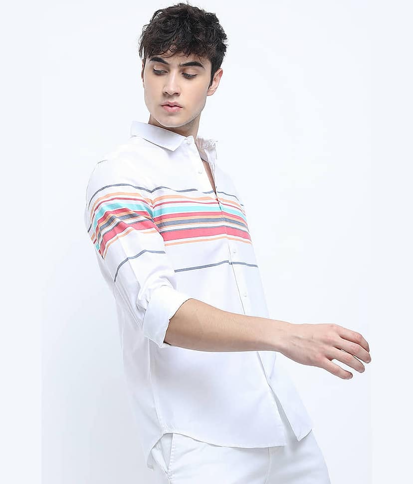 Highlander 100% Cotton Slim Fit Solids Full Sleeves Men's Casual Shirt - White ( Pack of 1 ) view 6
