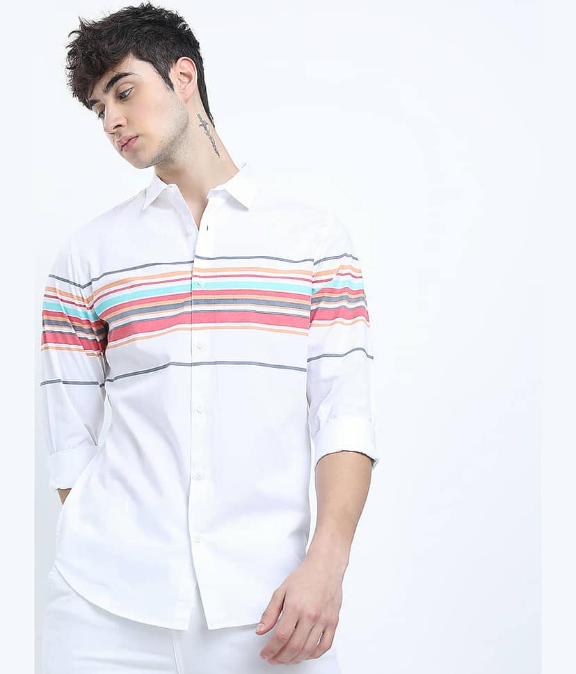Highlander 100% Cotton Slim Fit Solids Full Sleeves Men's Casual Shirt - White ( Pack of 1 ) view 7