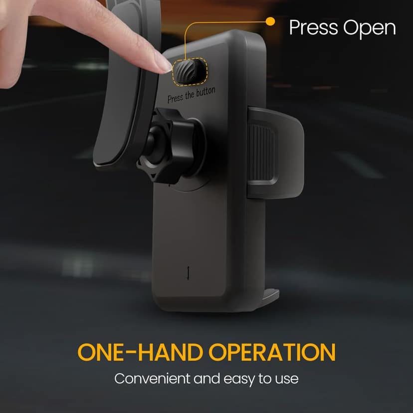 Portronics Clamp M5 Car Phone Holder Stand with Grip Rotation, Strong Hold, Suction Cup Mount, Single Hand Use, Shockproof Build, Mobile Stand for Car (Black) view 3