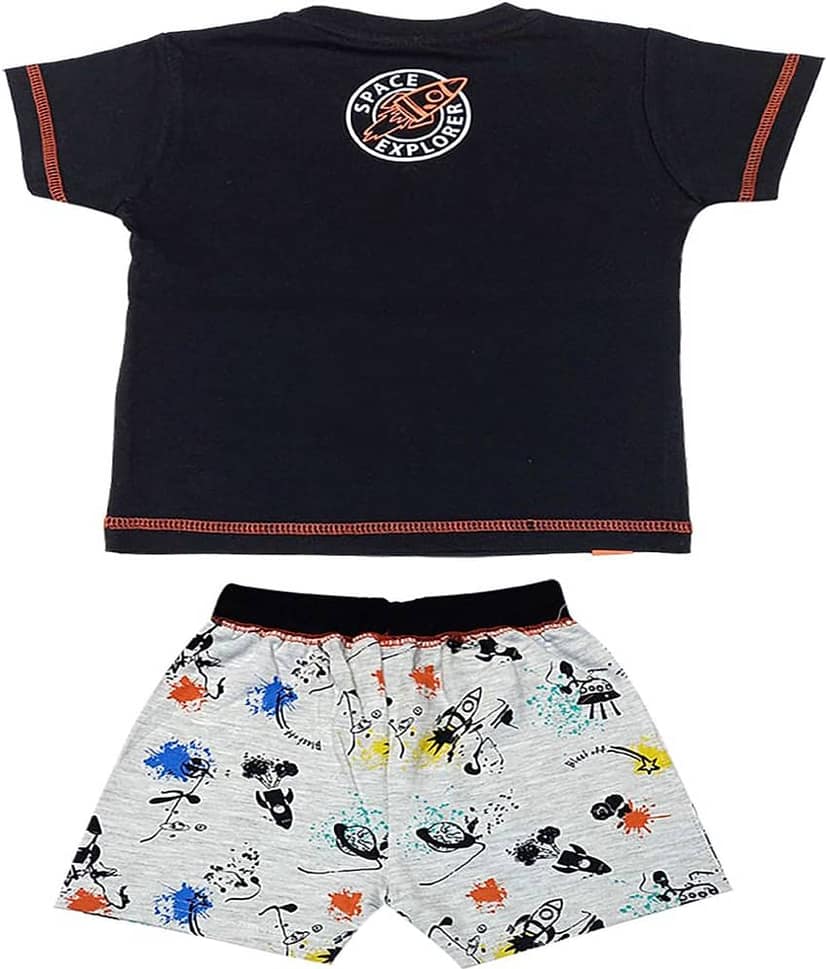 Kideon Pack of 1 Boys Cotton T-Shirt & Shorts Set ( Navy Blue ) view 2
