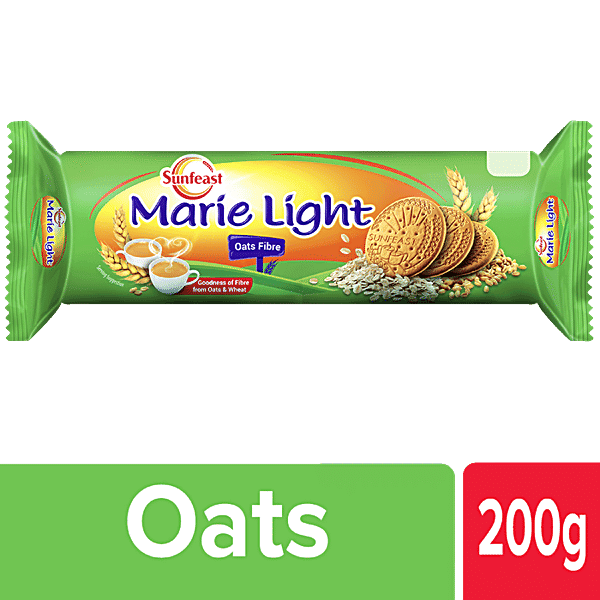 Sunfeast Marie Light Biscuits - With Oats & Wheat Fibre, Tea Time Partner, 200 g