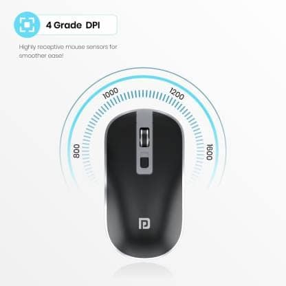 Portronics Toad 14 / Runs on single AA Battery,upto 1400 DPI,30 Lakhs + click life Wireless Optical Mouse (2.4GHz Wireless, Black) view 3