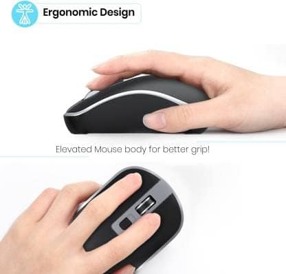 Portronics Toad 14 / Runs on single AA Battery,upto 1400 DPI,30 Lakhs + click life Wireless Optical Mouse (2.4GHz Wireless, Black) view 4