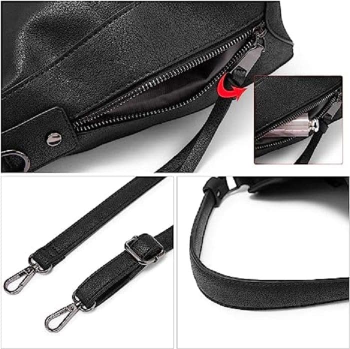Lychee bags Women Pu Black Handbag Shoulder Hobo Bag view 2