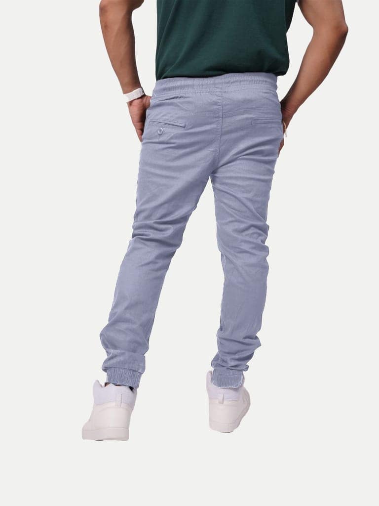 Men Light Blue Solid Elasticated Joggers view 4