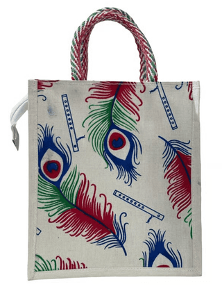 Peacock Feather & Flute Printed Tote Bag