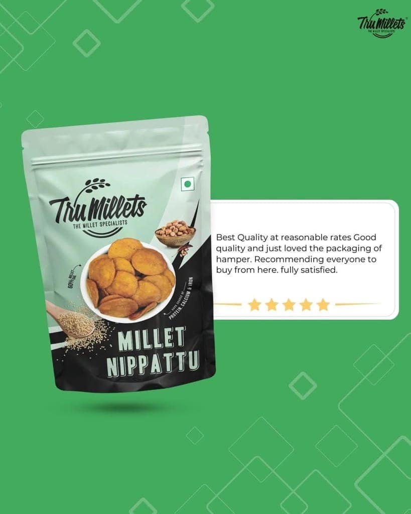TruMillets Kodo Millet Nippattu 125g | Authentic South Indian Snack | Crunchy & Tasty Nippatu | No Palm Oil | Ready-to-Eat | Healthy & Wholesome Millet Snack view 3