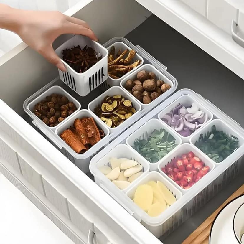 Wholesale Item - 6 GRID FRIDGE STORAGE CONTAINER - MOQ 23 Pieces view 2