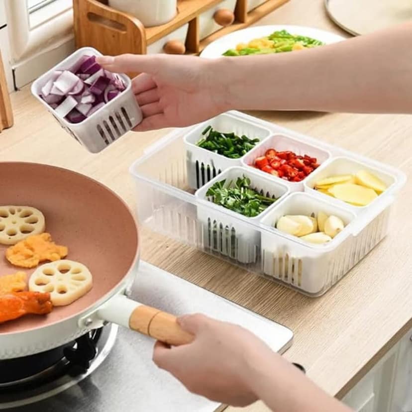 Wholesale Item - 6 GRID FRIDGE STORAGE CONTAINER - MOQ 23 Pieces view 3