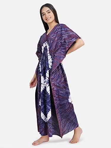 KOI SLEEPWEAR Premium Women Pure Cotton Tie and Dye Kaftan Nightdress (Free Size) view 3