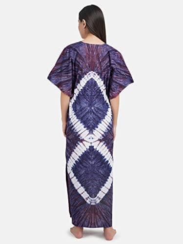 KOI SLEEPWEAR Premium Women Pure Cotton Tie and Dye Kaftan Nightdress (Free Size) view 5