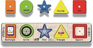 Educational Sorting Stacking Montessori Toys,Preschool Toddler Shape Color Recognition Blocks Matching Puzzle Stacker Geometric Board Early Educational Puzzles for 2+ Y Old Boys&Girls