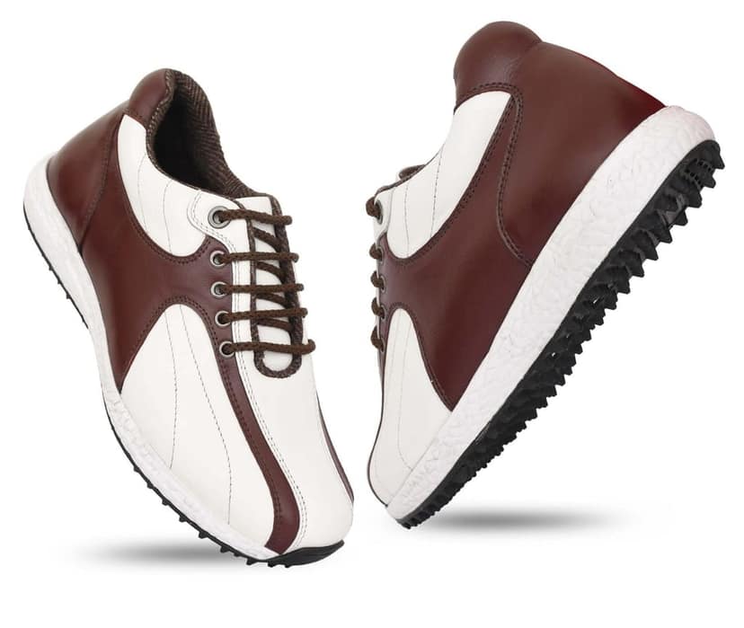 HITCARO Arkbird® Men's Genuine Leather Lace-up Professional 100% Waterproof Premium Gold Golf Shoes PR-5406