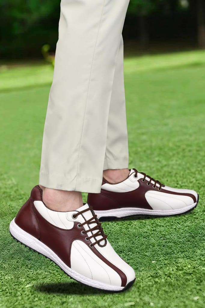 HITCARO Arkbird® Men's Genuine Leather Lace-up Professional 100% Waterproof Premium Gold Golf Shoes PR-5406 view 6
