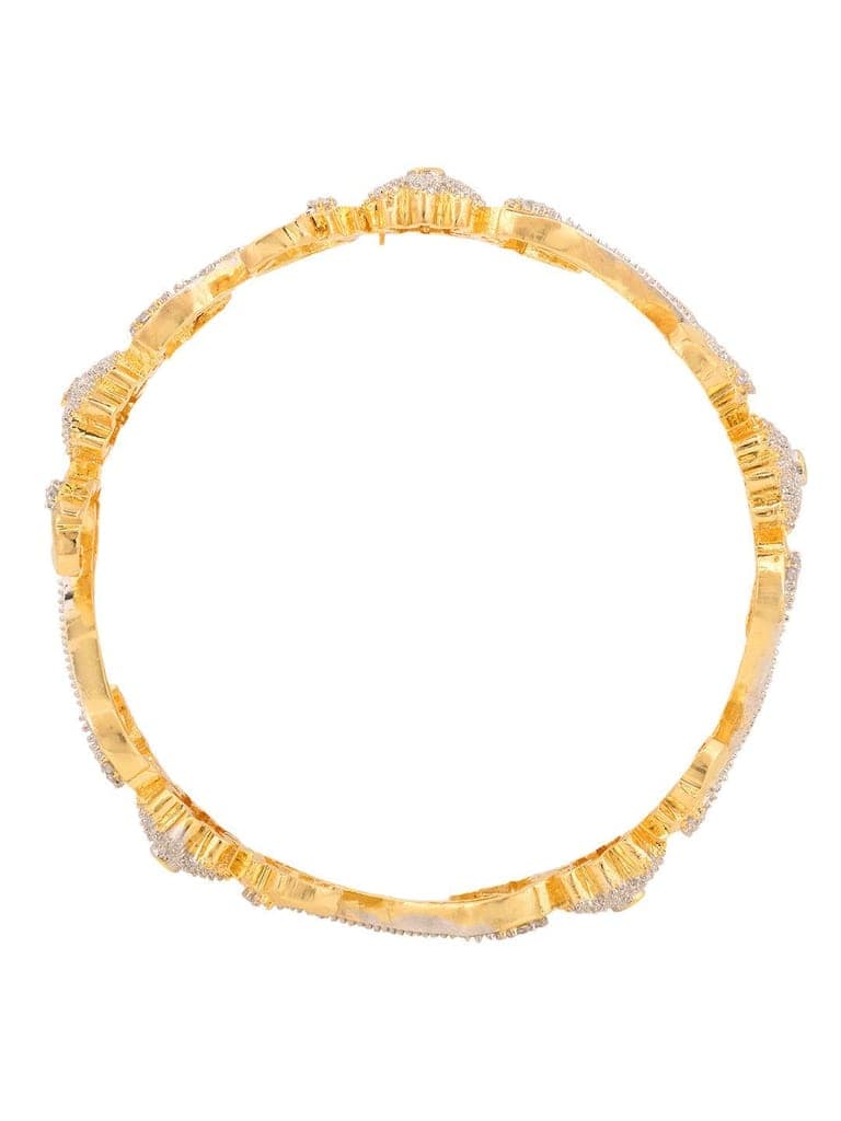 Set Of 2 Dua Toned Gold Plated Whitee AD Studded Handcrafted Leafy Design Bangles view 7