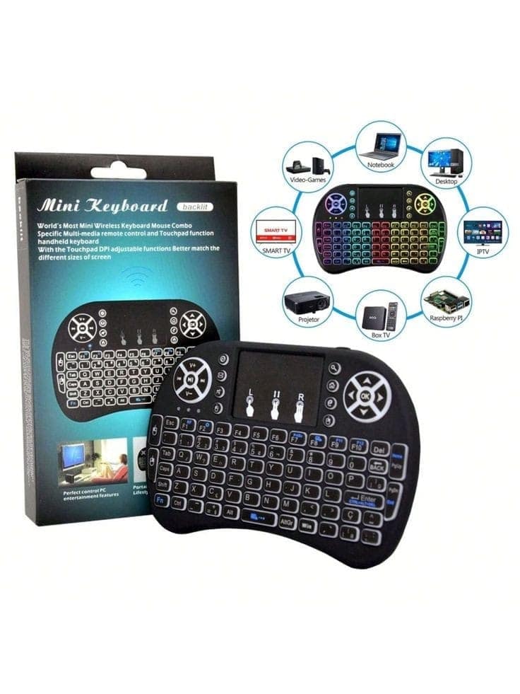 Mini Keyboard Wireless Touchpad Keyboard || Smart Function for Laptop Desktop Computer for Mobile/Tablet/TV Box/Smart TV/Computer (Wireless Keyboard Black)