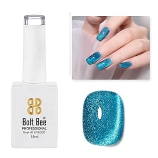BOLT BEE 9ML BLUE Galaxy Cat Eye Gel Nail Polish Glitter Magnetic Art Polish for Nail Designs | LED Soak-Off Gel Lacquer Strong & Long-Lasting Nail Art for Home & Salon - Blue BOLT BEE 9ML BLUE Galaxy Cat Eye Gel Nail Polish Glitter Magnetic Art Polish f