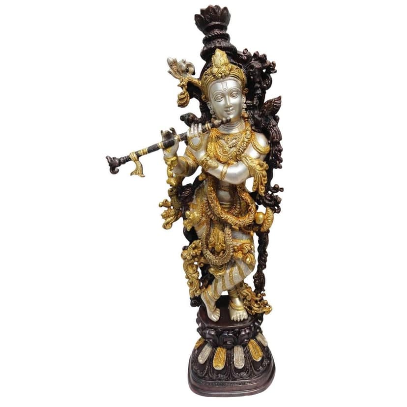 Brass Showpiece Krishna God Idol Statue (BSMAS075 K) view 2